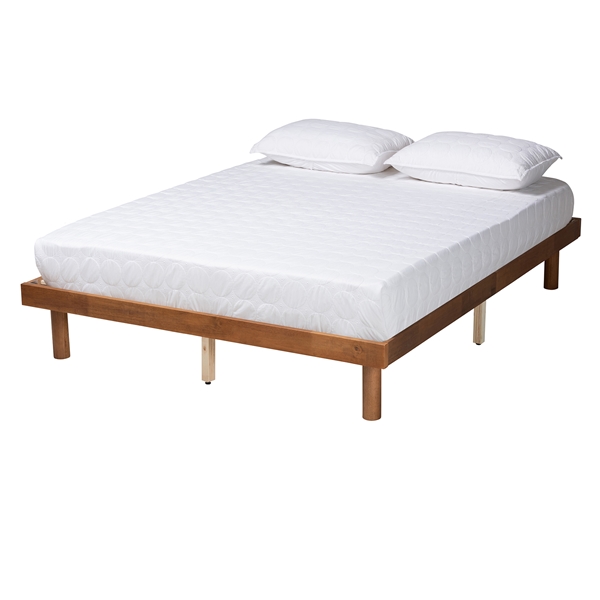 baxton studio Baxton Studio Winston Mid-Century Modern Walnut Brown Finished Wood Full Size Platform Bed frame