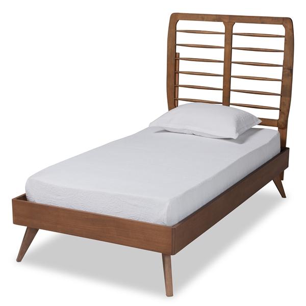 baxton studio Baxton Studio Yana Mid-Century Modern Walnut Brown Finished Wood Twin Size Platform Bed
