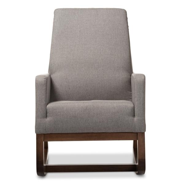 baxton studio Baxton Studio Yashiya Mid-century Retro Modern Grey Fabric Upholstered Rocking Chair