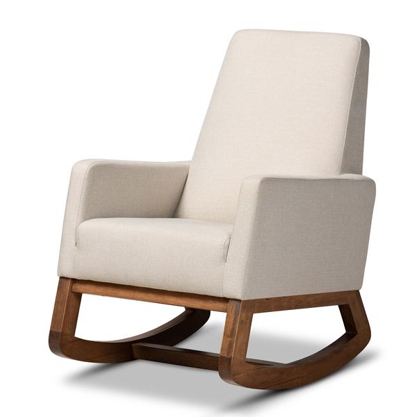 baxton studio Baxton Studio Yashiya Mid-century Retro Modern Light Beige Fabric Upholstered Rocking Chair