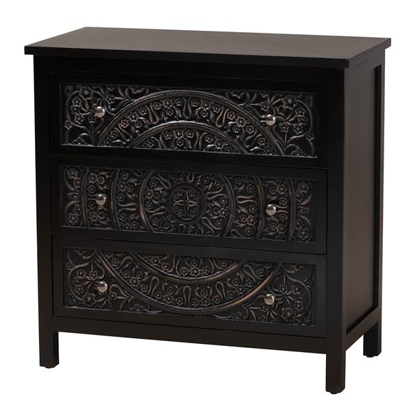 baxton studio Baxton Studio Yelena Classic and Traditional Black Finished Wood 3-Drawer Storage Cabinet