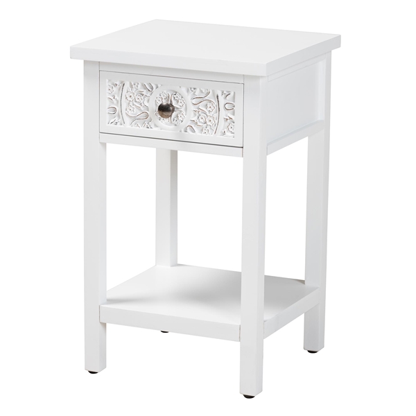 baxton studio Baxton Studio Yelena Classic and Traditional White Finished Wood 1-Drawer End Table