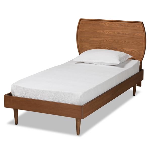 baxton studio Baxton Studio Yori Mid-Century Modern Walnut Brown Finished Wood Twin Size Platform Bed