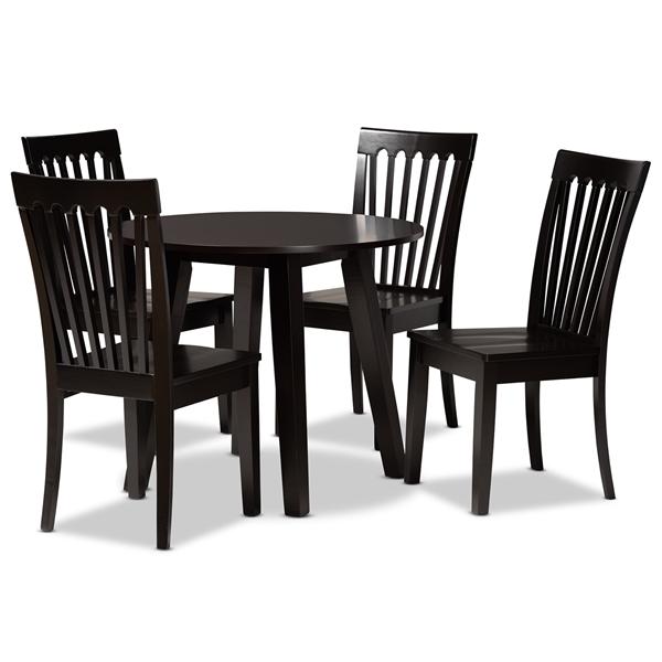 baxton studio Baxton Studio Zala Modern and Contemporary Dark Brown Finished Wood 5-Piece Dining Set
