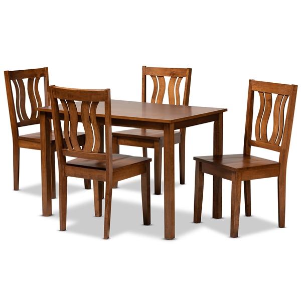 baxton studio Baxton Studio Zamira Modern and Contemporary Transitional Walnut Brown Finished Wood 5-Piece Dining Set