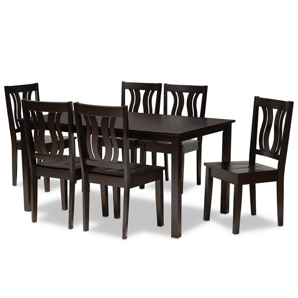 baxton studio Baxton Studio Zamira Modern and Contemporary Transitional Dark Brown Finished Wood 7-Piece Dining Set