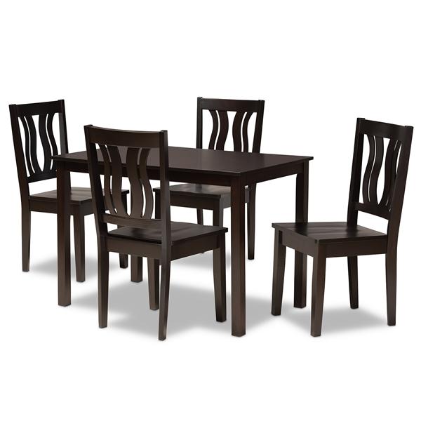 baxton studio Baxton Studio Zamira Modern and Contemporary Transitional Dark Brown Finished Wood 5-Piece Dining Set