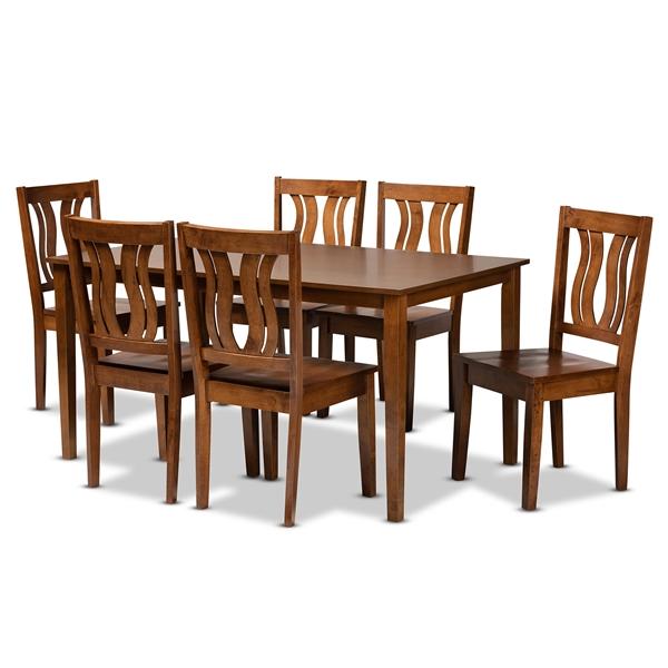 baxton studio Baxton Studio Zamira Modern and Contemporary Transitional Walnut Brown Finished Wood 7-Piece Dining Set