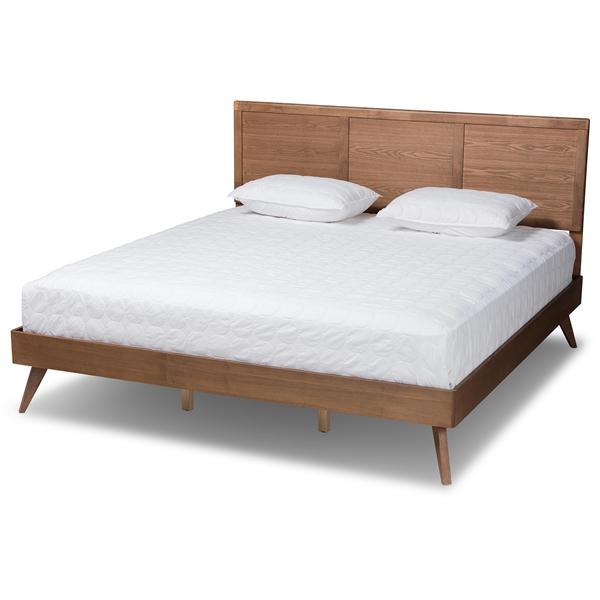 baxton studio Baxton Studio Zenon Mid-Century Modern Walnut Brown Finished Wood King Size Platform Bed