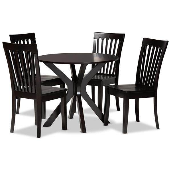 baxton studio Baxton Studio Zora Modern and Contemporary Dark Brown Finished Wood 5-Piece Dining Set