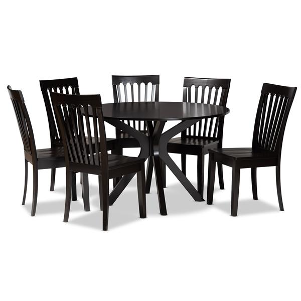 baxton studio Baxton Studio Zora Modern and Contemporary Dark Brown Finished Wood 7-Piece Dining Set