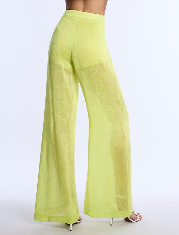 Bcbgeneration Airy Sheer Textured Pant Chartreuse