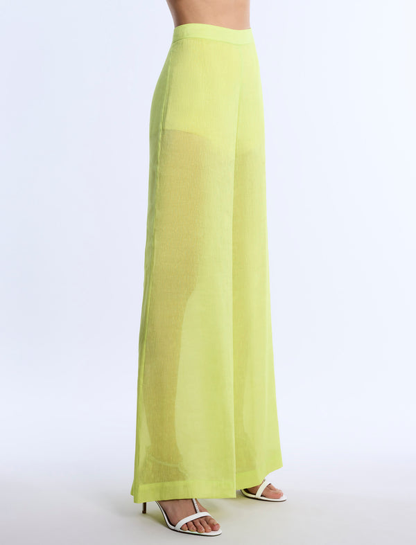 Bcbgeneration Airy Sheer Textured Pant Chartreuse