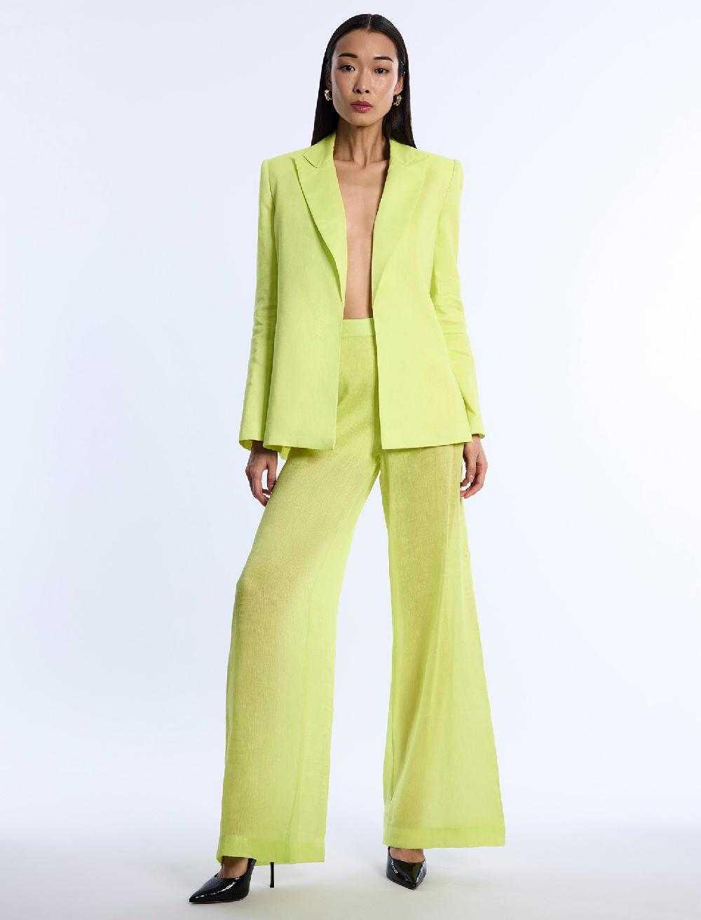bcbgeneration Airy Sheer Textured Pant Chartreuse