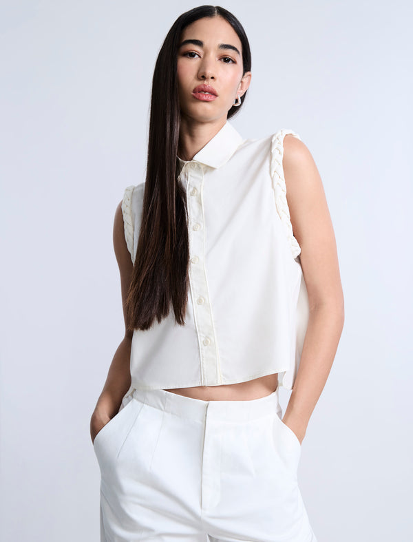 Bcbgeneration Braided Button Down Shirt Jasmine