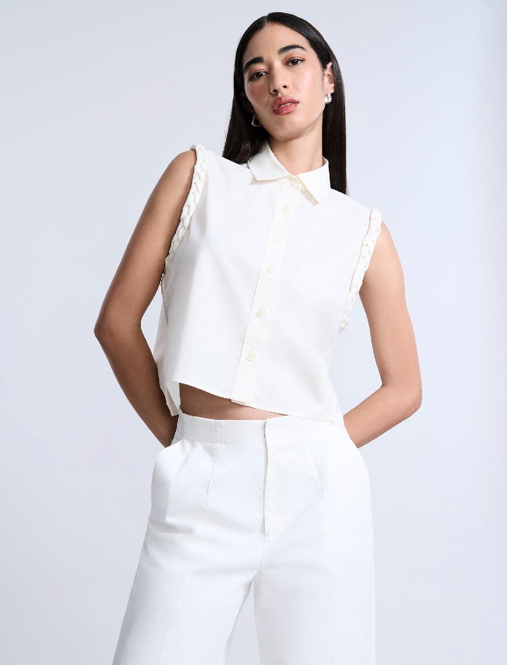 bcbgeneration Braided Button Down Shirt Jasmine