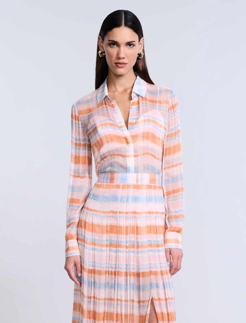 bcbgeneration Chiffon Plaid Blouse Plaid Print