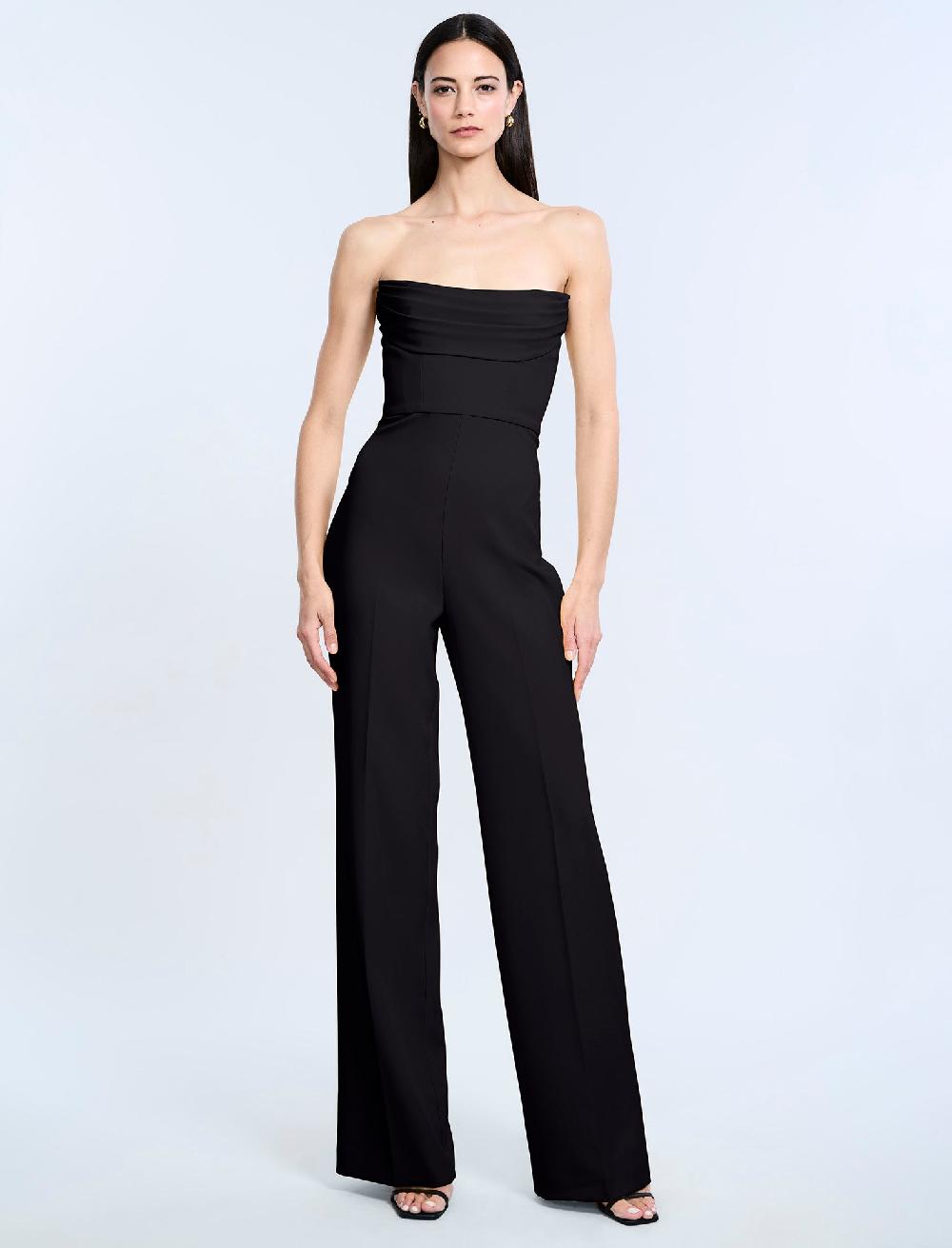 bcbgeneration Corset Jumpsuit With Drape Black
