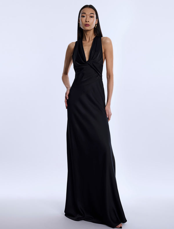 Bcbgeneration Cowl Neck Halter Gown Black