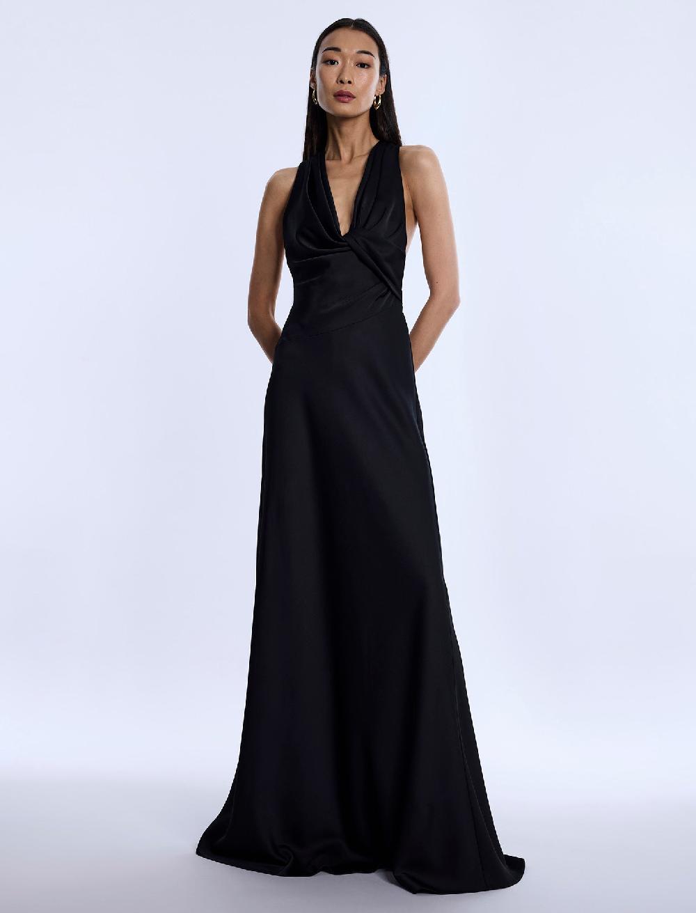 bcbgeneration Cowl Neck Halter Gown Black