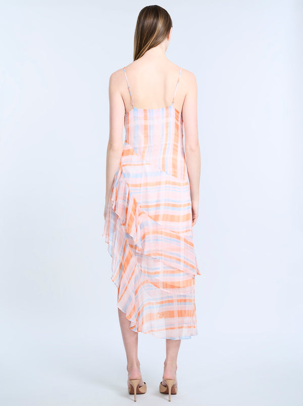 Bcbgeneration Cowl Neck Ruffle Dress Plaid Print