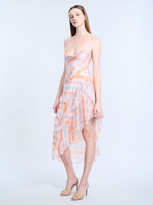 Bcbgeneration Cowl Neck Ruffle Dress Plaid Print