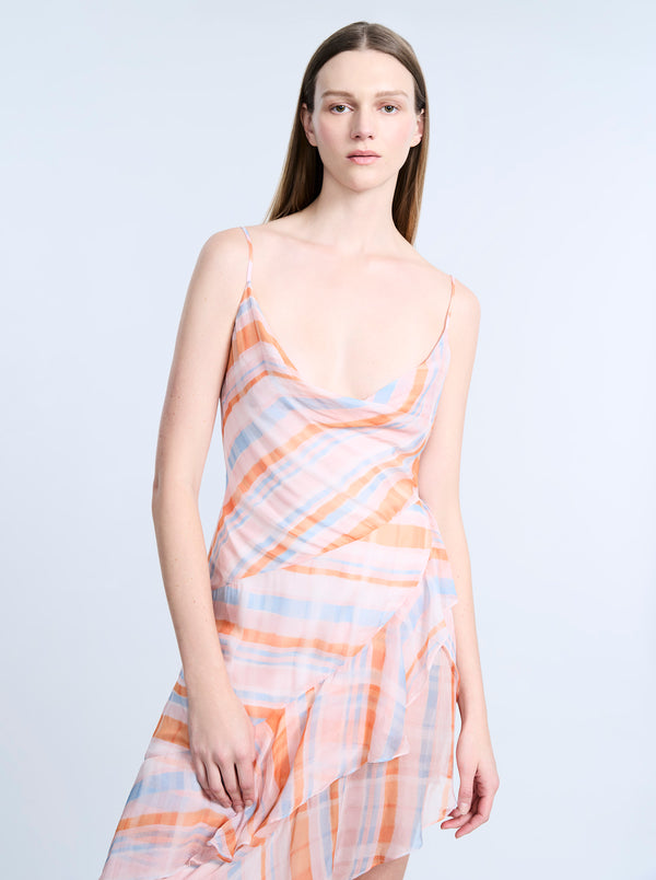 Bcbgeneration Cowl Neck Ruffle Dress Plaid Print