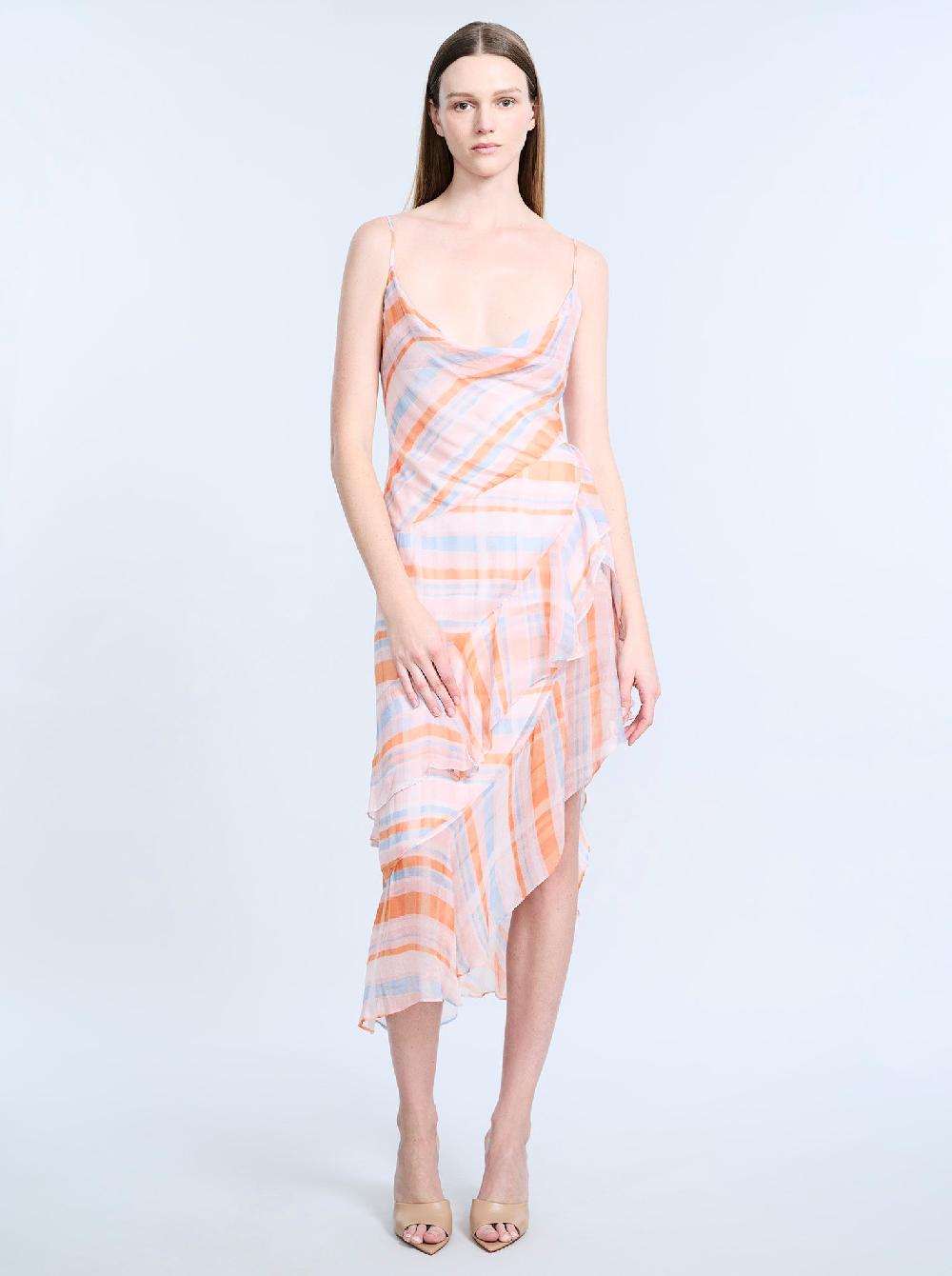 bcbgeneration Cowl Neck Ruffle Dress Plaid Print