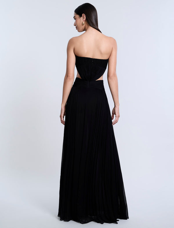 Bcbgeneration Cutout Shirring Bow Tie Gown Black