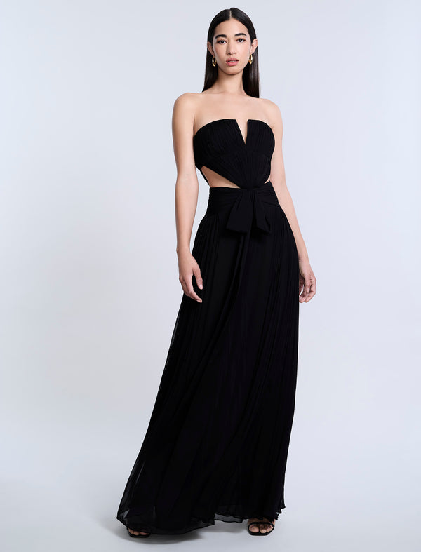 Bcbgeneration Cutout Shirring Bow Tie Gown Black