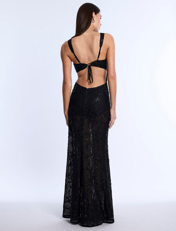 Bcbgeneration Embellished Cut-Out Gown Black
