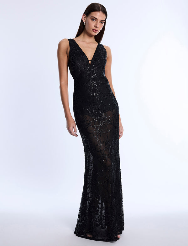 Bcbgeneration Embellished Cut-Out Gown Black