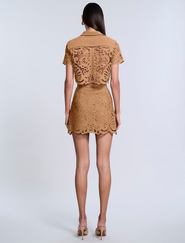 Bcbgeneration Eyelet Mini Skirt Brown Sugar
