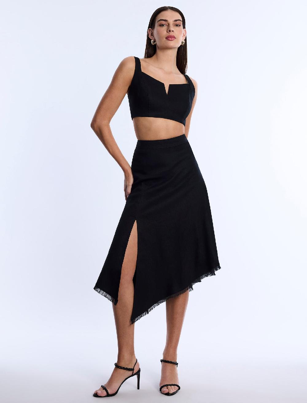 bcbgeneration High-Slit Flared Skirt Black