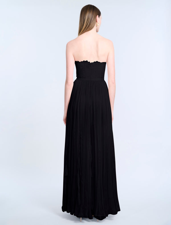 Bcbgeneration Lace Bodice Chiffon Rufle Gown Black