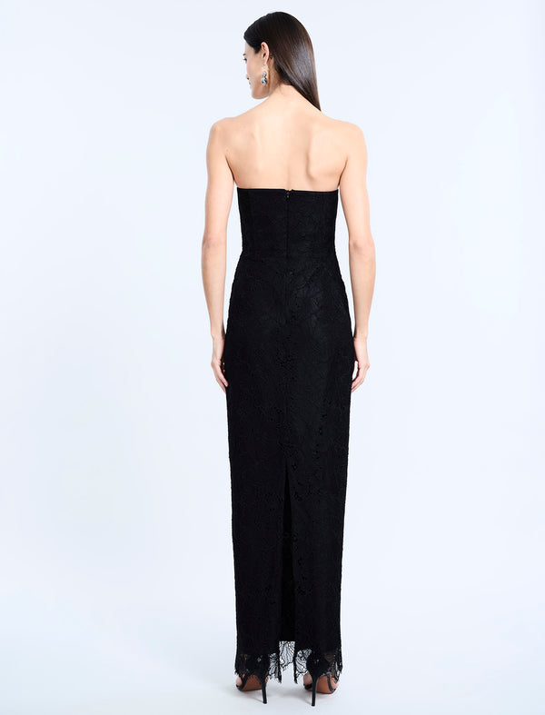 Bcbgeneration Lace Strapless V Neckline Gown Black