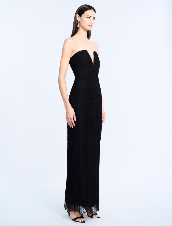Bcbgeneration Lace Strapless V Neckline Gown Black