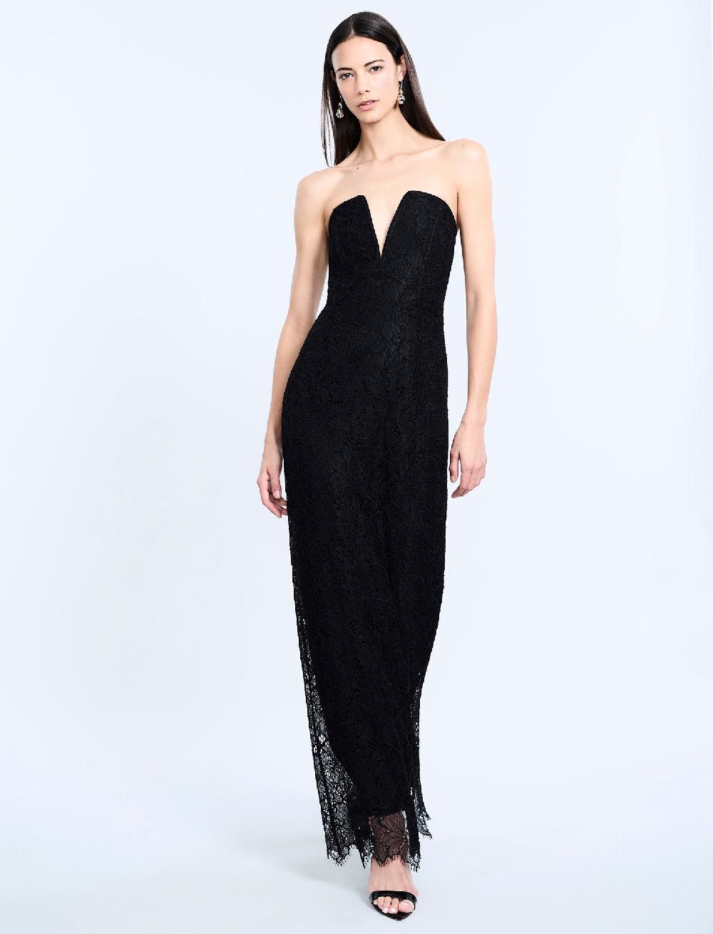 bcbgeneration Lace Strapless V Neckline Gown Black