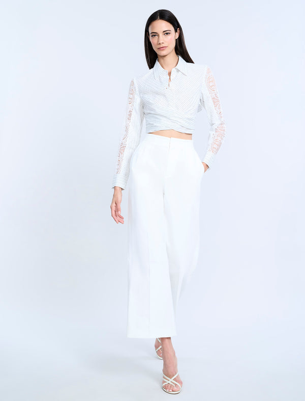 Bcbgeneration Lace Stripe Tie Back Top Chalk