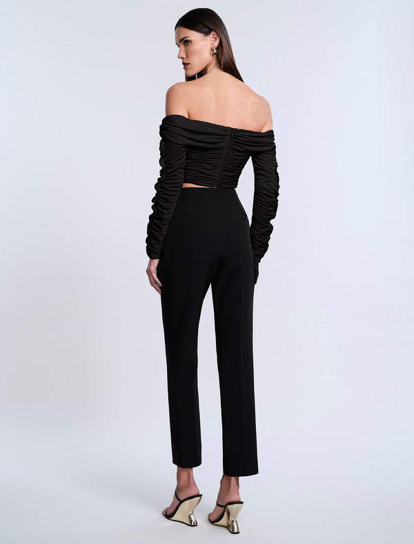 Bcbgeneration Lettuseruffle Off Shoulder Top Black