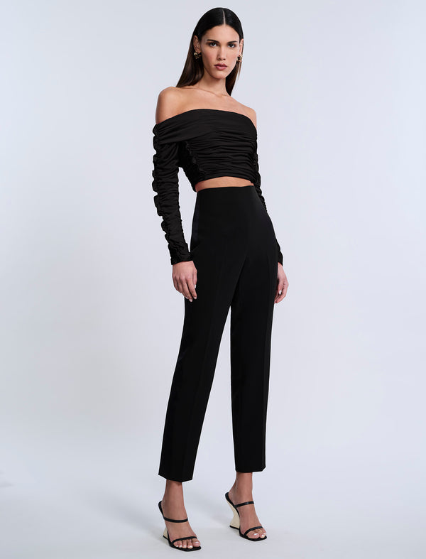 Bcbgeneration Lettuseruffle Off Shoulder Top Black