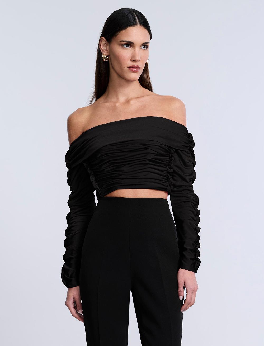 bcbgeneration Lettuseruffle Off Shoulder Top Black