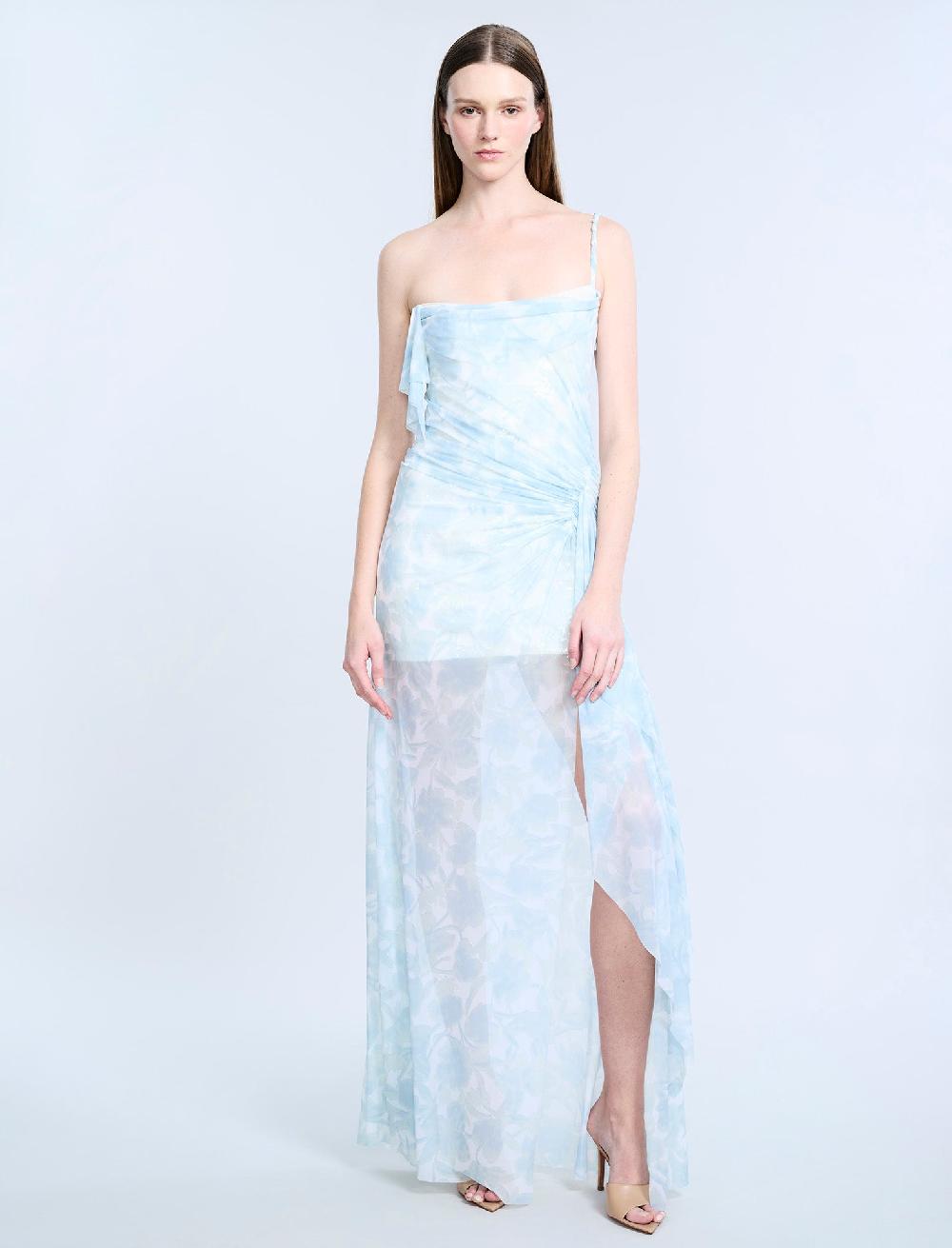 bcbgeneration Mesh & Sequin Gown Sky Floral Print
