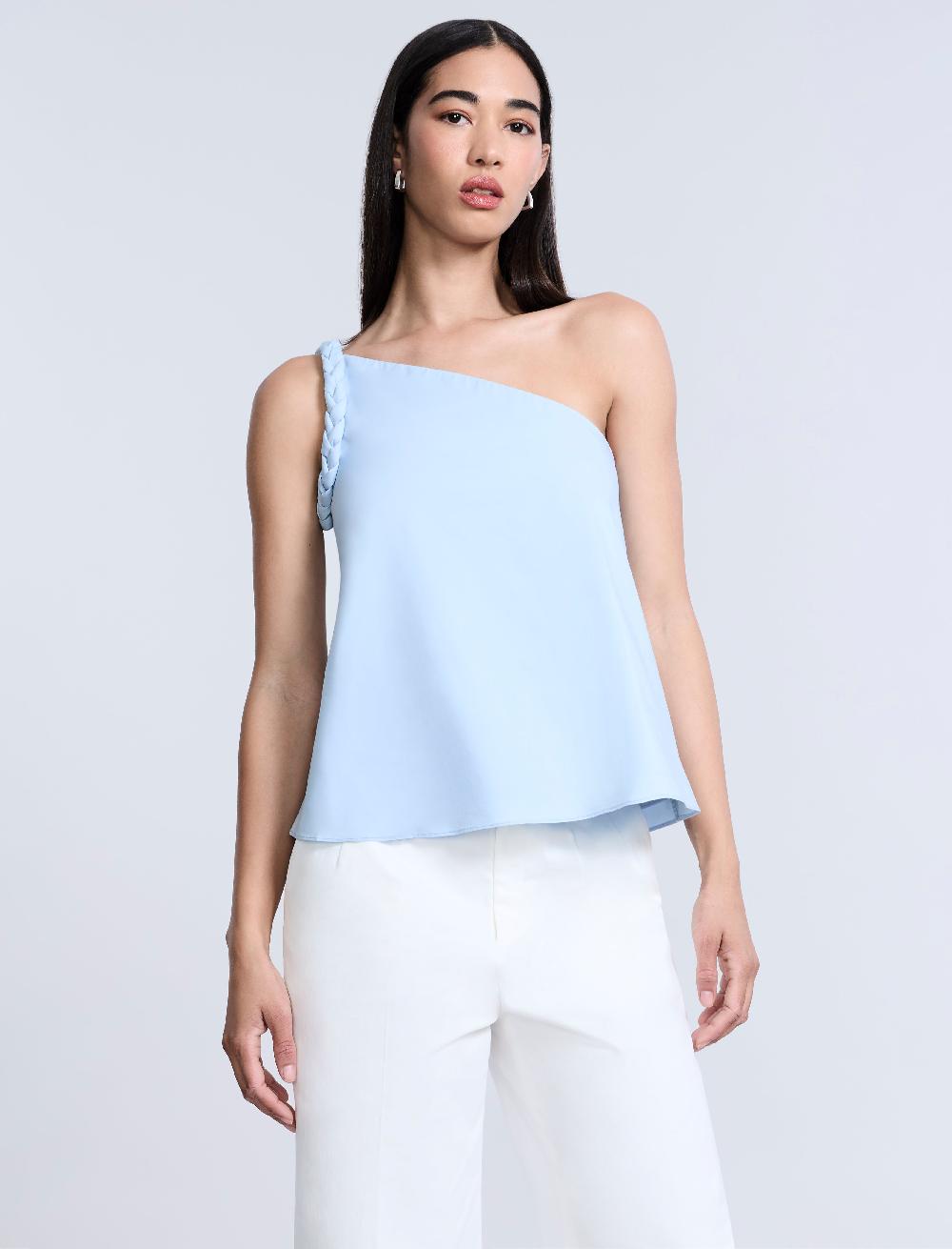 bcbgeneration One Shoulder Braided Top Skyway
