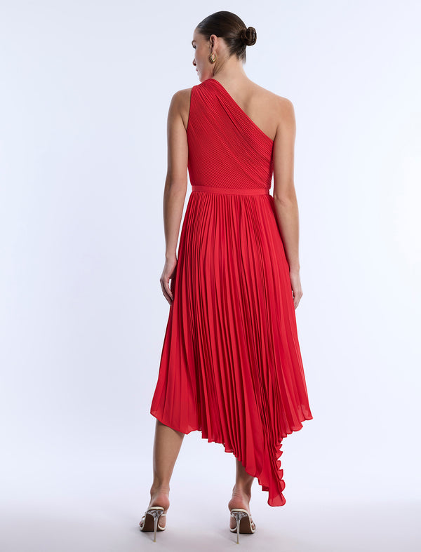Bcbgeneration One Shoulder Pleated Dress Poppy