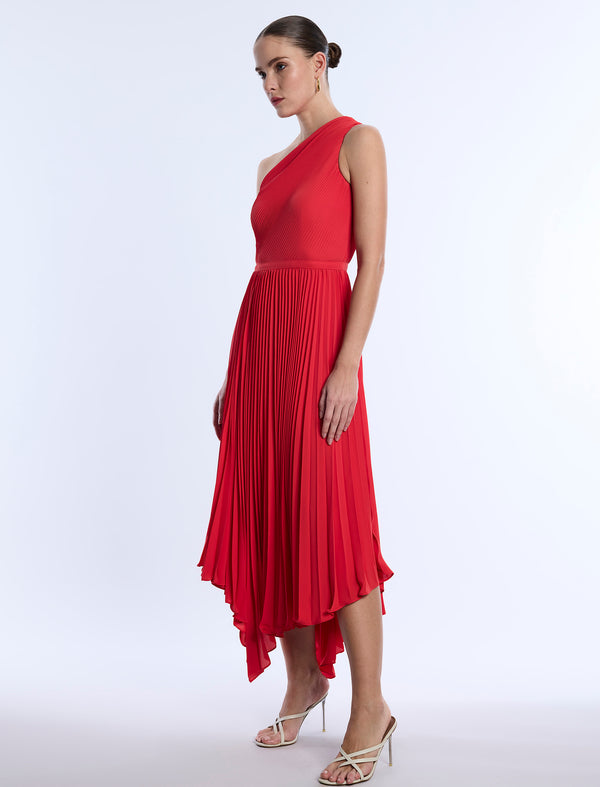 Bcbgeneration One Shoulder Pleated Dress Poppy
