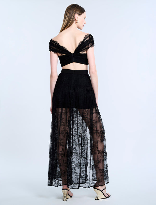 Bcbgeneration Pleated Lace Skirt Black