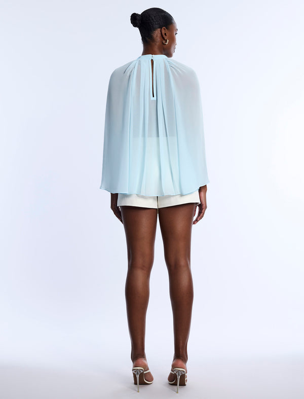 Bcbgeneration Pleated Sheer Blouse Seafoam