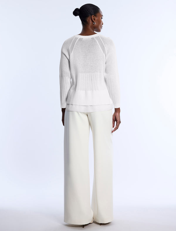 Bcbgeneration Pointelle Knit Sweater Chalk