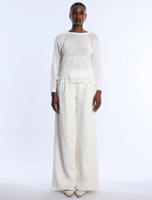 Bcbgeneration Pointelle Knit Sweater Chalk
